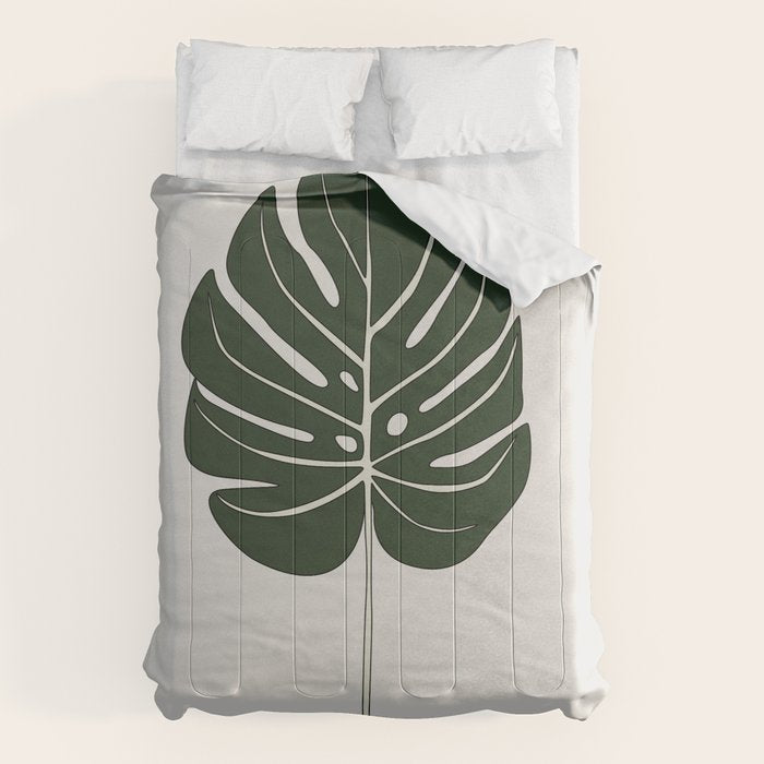Split Philodendron Leaf Illustration Comforter Gallery Image 1
