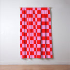 Pink Checkered And Red Bright Modern Shape Geometric Pattern Window Curtain Gallery Image 3