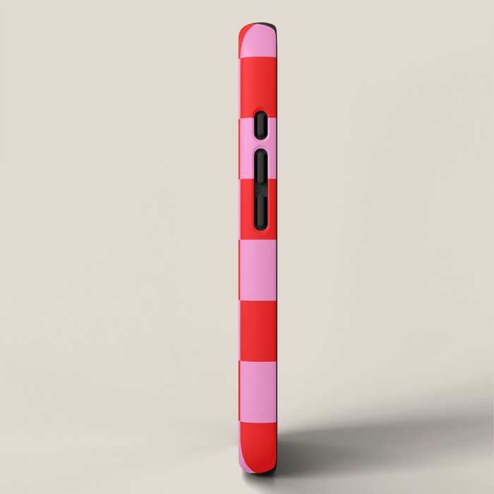 Pink Checkered And Red Bright Modern Shape Geometric Pattern iPhone Case Gallery Image 2