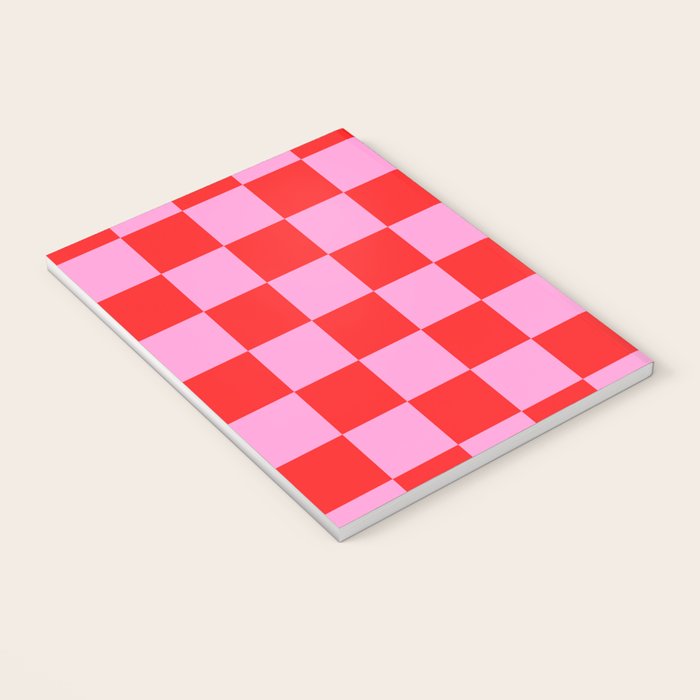 Pink Checkered And Red Bright Modern Shape Geometric Pattern Notebook Gallery Image 3