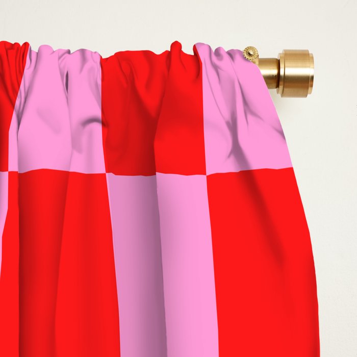 Pink Checkered And Red Bright Modern Shape Geometric Pattern Window Curtain Gallery Image 2