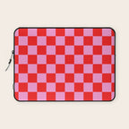 Pink Checkered And Red Bright Modern Shape Geometric Pattern Laptop Sleeve Gallery Image 1