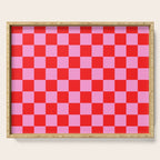 Pink Checkered And Red Bright Modern Shape Geometric Pattern Serving Tray Gallery Image 1