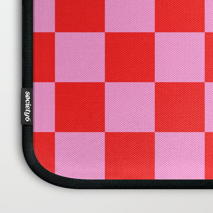 Pink Checkered And Red Bright Modern Shape Geometric Pattern Laptop Sleeve Gallery Image 3