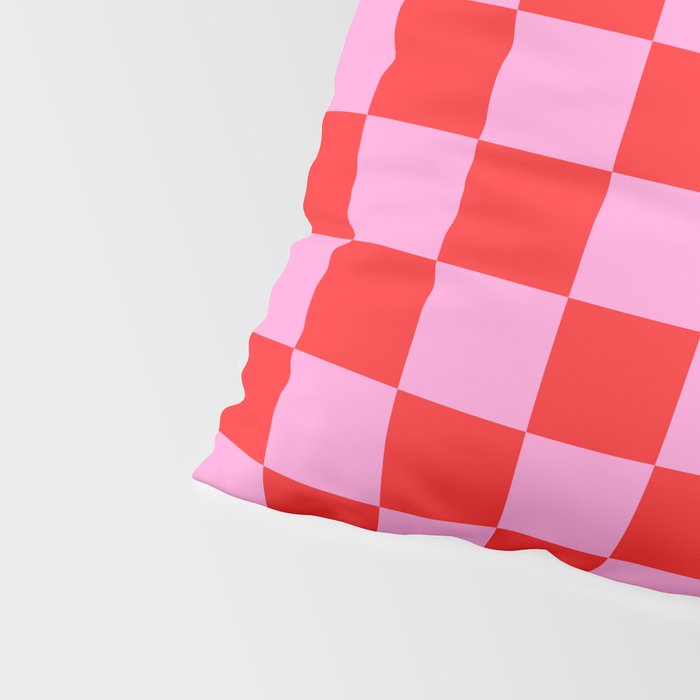 Pink Checkered And Red Bright Modern Shape Geometric Pattern Pillow Sham Gallery Image 4