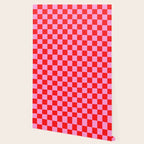 Pink Checkered And Red Bright Modern Shape Geometric Pattern Wallpaper Gallery Image 2