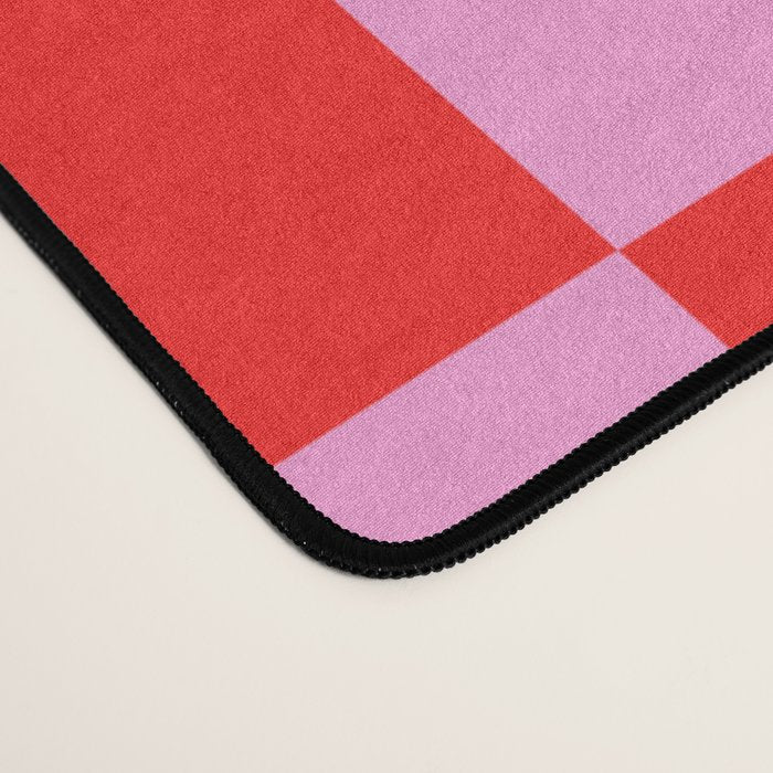 Pink Checkered And Red Bright Modern Shape Geometric Pattern Desk Mat Gallery Image 4