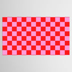 Pink Checkered And Red Bright Modern Shape Geometric Pattern Tablecloth Gallery Image 2