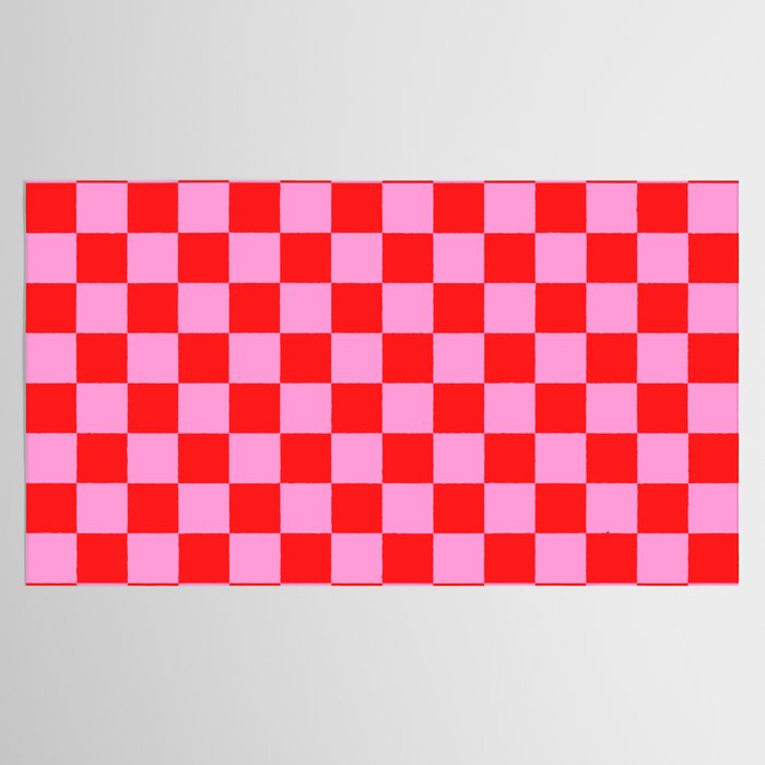 Pink Checkered And Red Bright Modern Shape Geometric Pattern Tablecloth Gallery Image 2