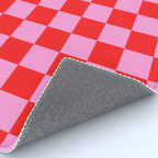 Pink Checkered And Red Bright Modern Shape Geometric Pattern Rug Gallery Image 4