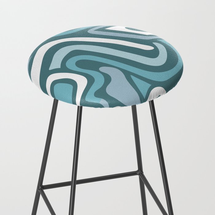 Mid century modern abstract retro blue swirls Stool Gallery Image 2