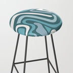 Mid century modern abstract retro blue swirls Stool Gallery Image 2