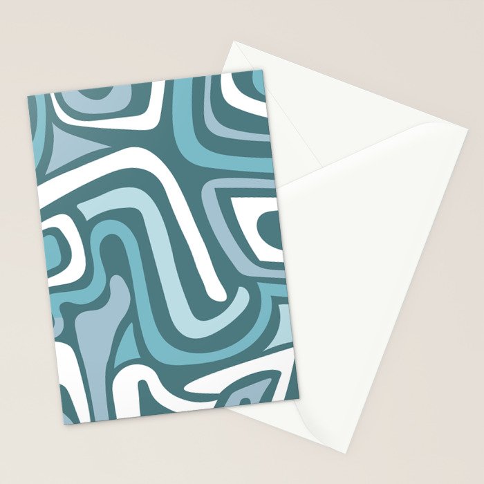 Mid century modern abstract retro blue swirls Stationery Card Gallery Image 2