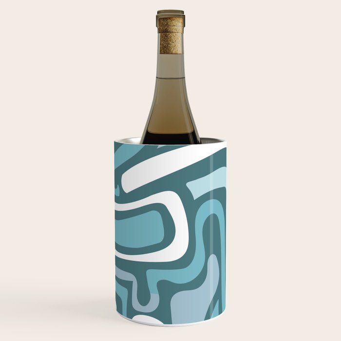 Mid century modern abstract retro blue swirls Wine Chiller Gallery Image 2