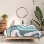 Mid century modern abstract retro blue swirls Comforter Gallery Image 3