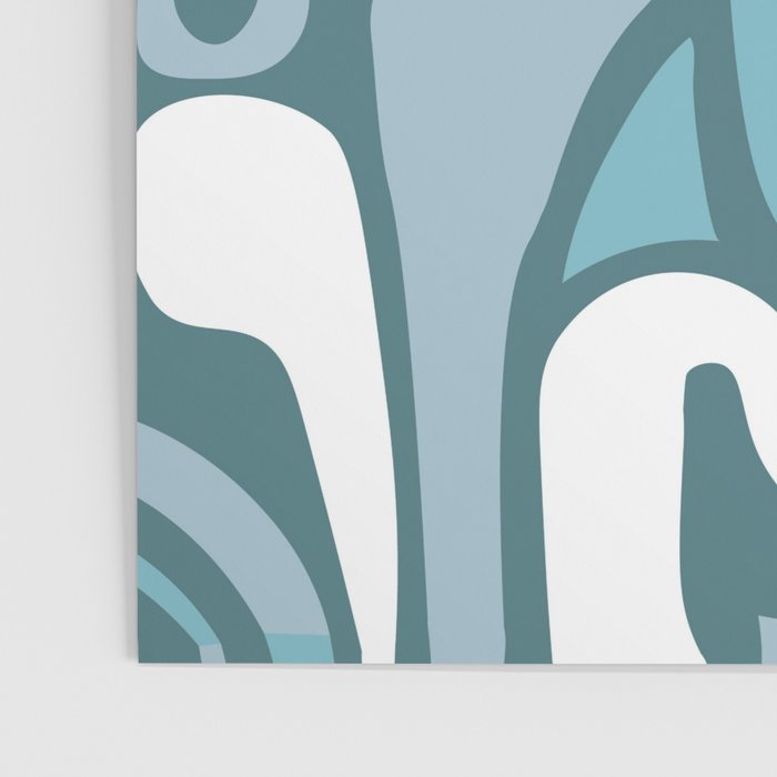 Mid century modern abstract retro blue swirls Poster Gallery Image 3