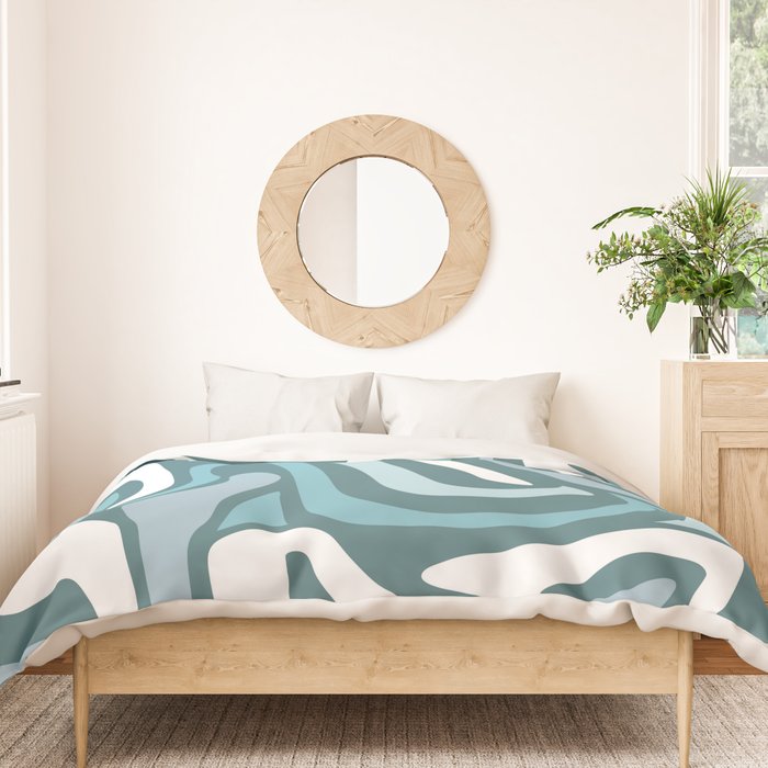 Mid century modern abstract retro blue swirls Duvet Cover Gallery Image 3