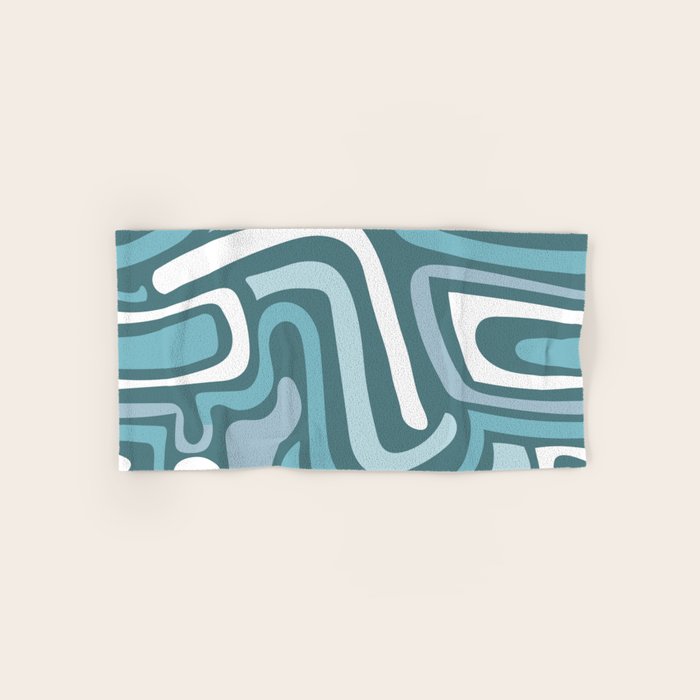 Mid century modern abstract retro blue swirls Bath Towel Gallery Image 1