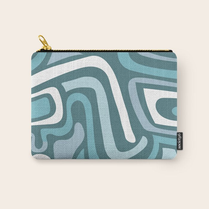 Mid century modern abstract retro blue swirls Carry All Pouch