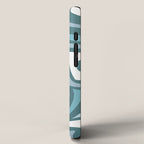Mid century modern abstract retro blue swirls iPhone Case Gallery Image 2