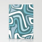 Mid century modern abstract retro blue swirls Stationery Card Gallery Image 2
