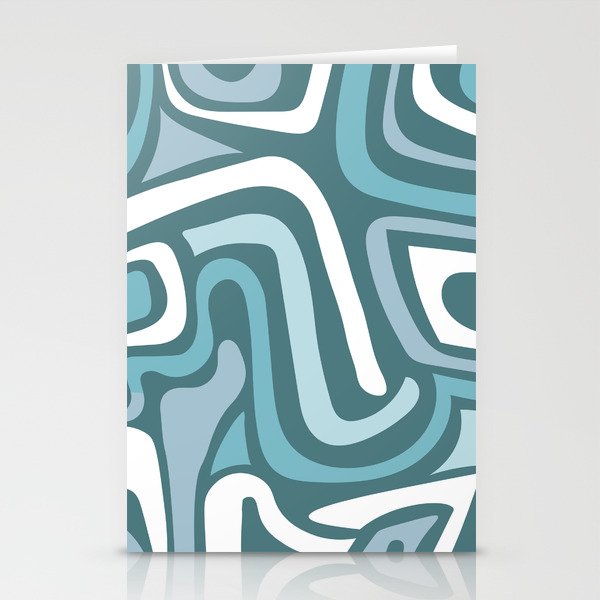 Mid century modern abstract retro blue swirls Stationery Card Gallery Image 2