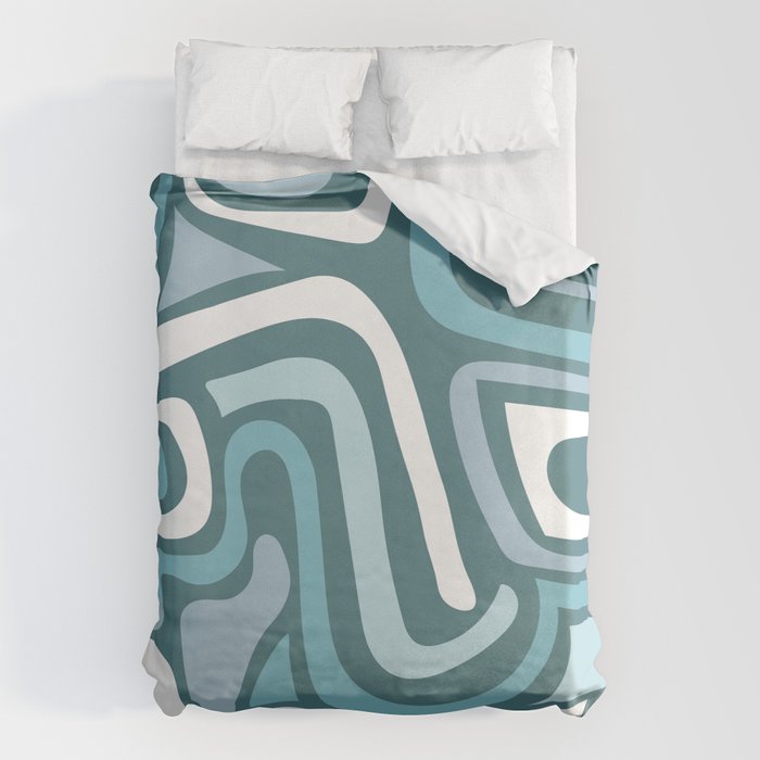 Mid century modern abstract retro blue swirls Duvet Cover Gallery Image 1