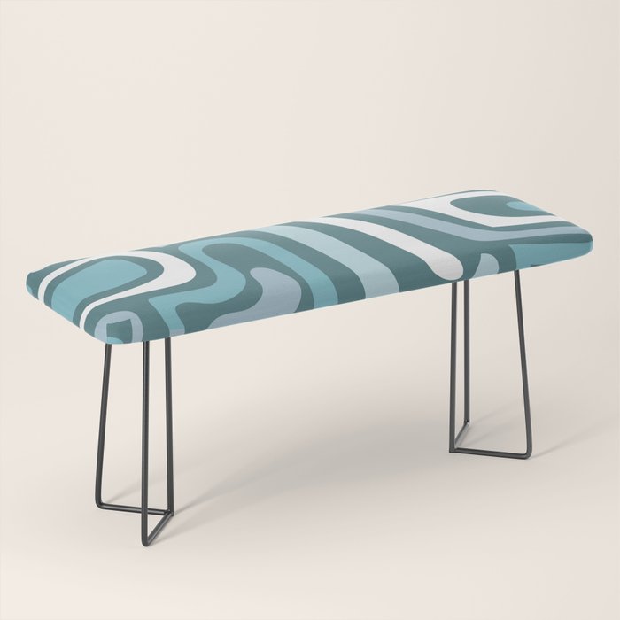 Mid century modern abstract retro blue swirls Bench Gallery Image 1