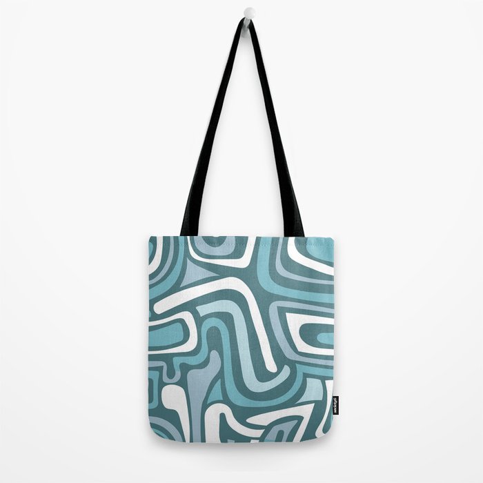 Mid century modern abstract retro blue swirls Tote Bag Gallery Image 2