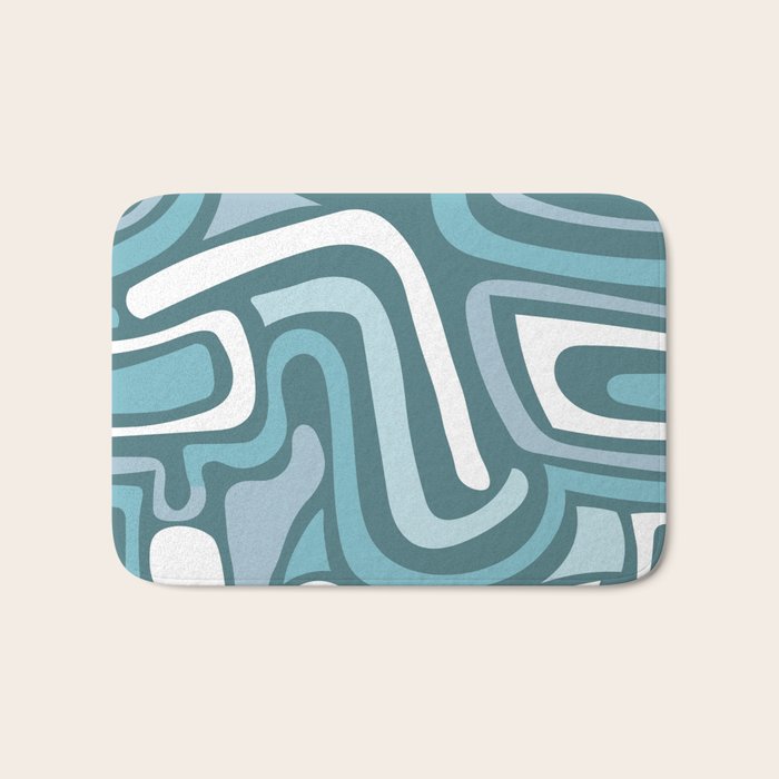 Mid century modern abstract retro blue swirls Bath Mat Gallery Image 1