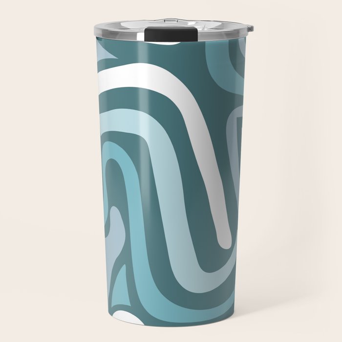 Mid century modern abstract retro blue swirls Travel Mug