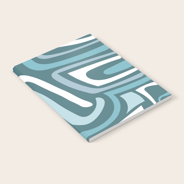 Mid century modern abstract retro blue swirls Notebook Gallery Image 2