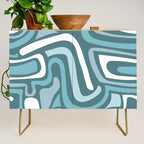 Mid century modern abstract retro blue swirls Credenza Gallery Image 1