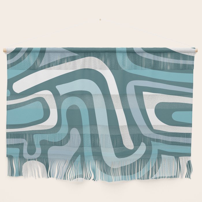 Mid century modern abstract retro blue swirls Wall Hanging Gallery Image 1