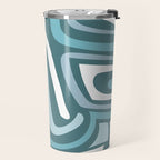 Mid century modern abstract retro blue swirls Travel Mug Gallery Image 2