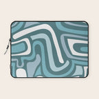Mid century modern abstract retro blue swirls Laptop Sleeve Gallery Image 1