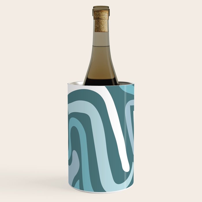 Mid century modern abstract retro blue swirls Wine Chiller Gallery Image 1