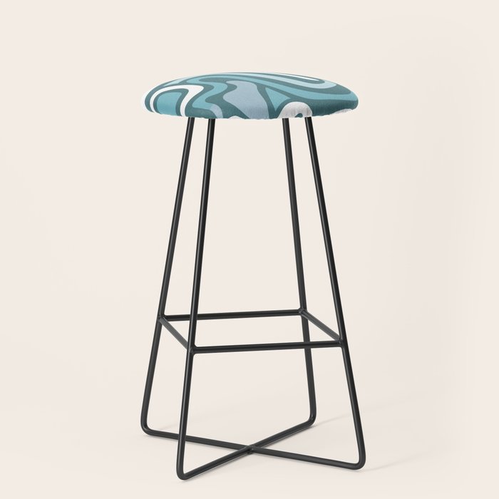 Mid century modern abstract retro blue swirls Stool Gallery Image 1