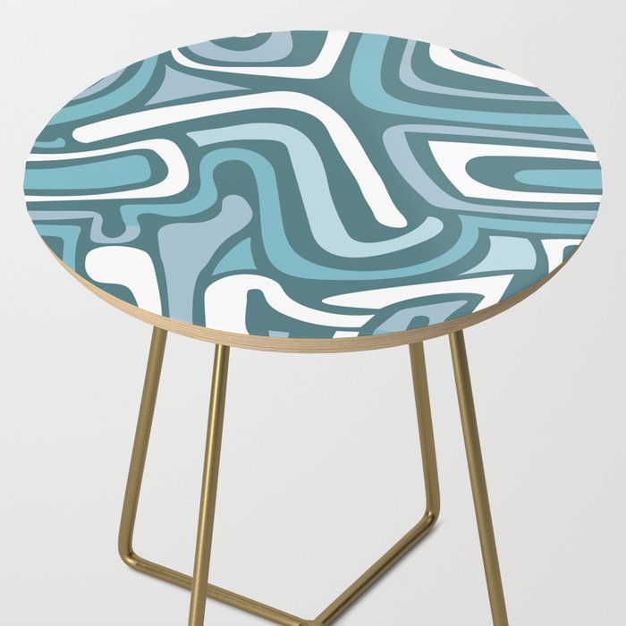 Mid century modern abstract retro blue swirls Side Table Gallery Image 2