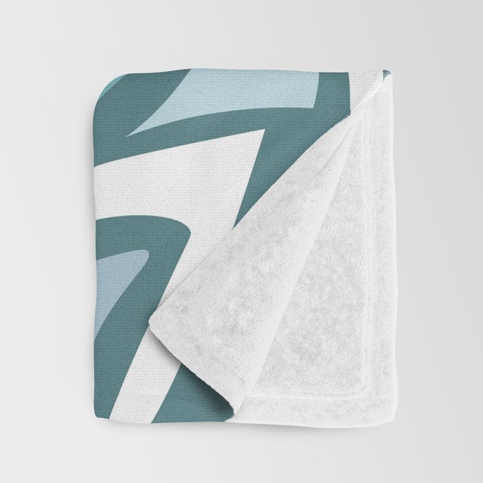 Mid century modern abstract retro blue swirls Throw Blanket Gallery Image 3