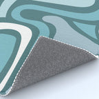 Mid century modern abstract retro blue swirls Rug Gallery Image 4