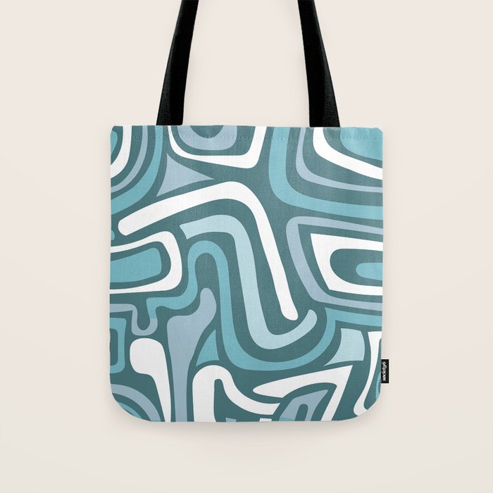 Mid century modern abstract retro blue swirls Tote Bag Gallery Image 1