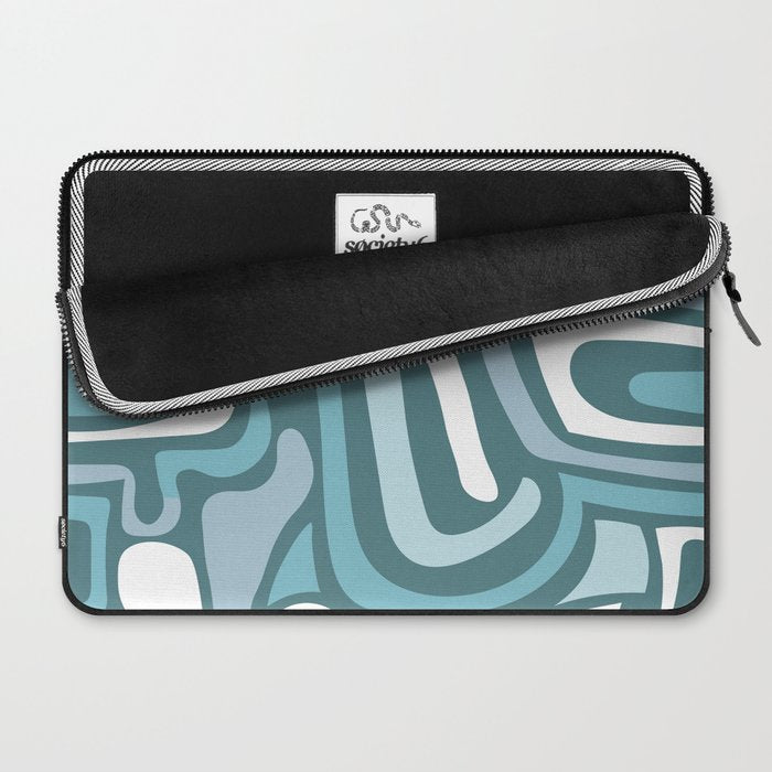 Mid century modern abstract retro blue swirls Laptop Sleeve Gallery Image 2