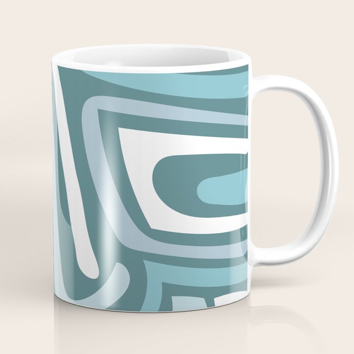 Mid century modern abstract retro blue swirls Coffee Mug Gallery Image 1
