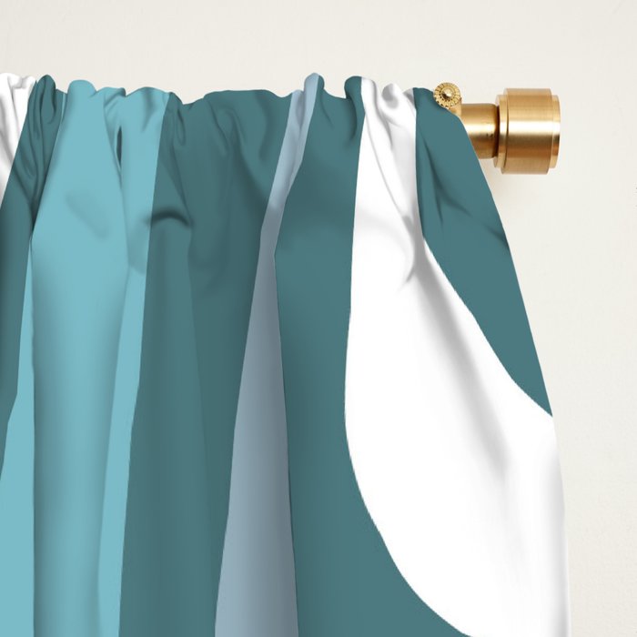 Mid century modern abstract retro blue swirls Window Curtain Gallery Image 2