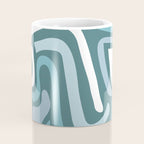 Mid century modern abstract retro blue swirls Coffee Mug Gallery Image 4
