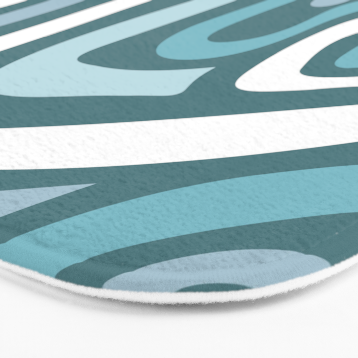 Mid century modern abstract retro blue swirls Bath Mat Gallery Image 3