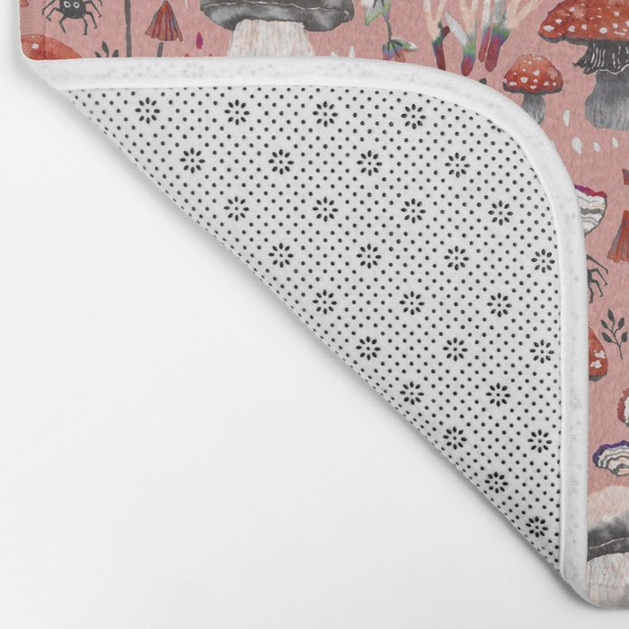 Fungi Farmer Land (Mushroom Land) - RED Bath Mat Gallery Image 2