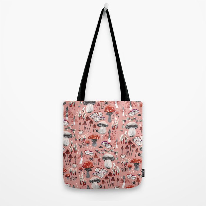 Fungi Farmer Land (Mushroom Land) - RED Tote Bag Gallery Image 2
