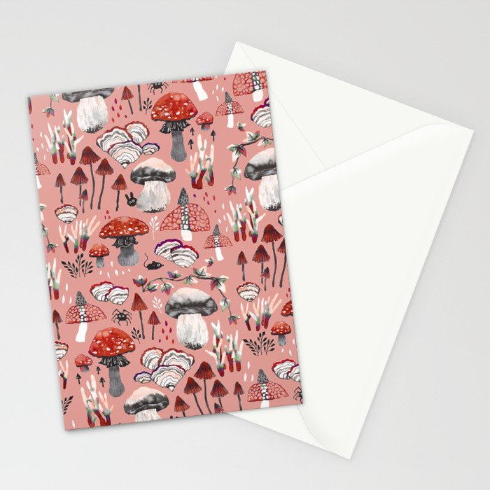 Fungi Farmer Land (Mushroom Land) - RED Stationery Card Gallery Image 2